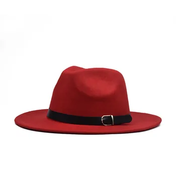 Jaunas Ziemas Modes Vilnas Fedora Cepuri Sievietēm Chapeau Melnās Cepures Vīriešiem vienkārši Platām Malām, Rudenī Sieviešu cepures Modes Top Džeza Klp
