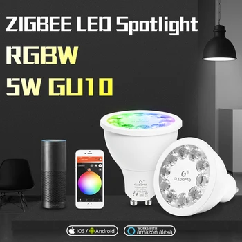 5W RGBW spotlight LED GU10 AC100-240V ZIGBEE saiti gaismas zll tilta RGB smart app kontroles darbs ar Amazon Echo un daudzi vārti