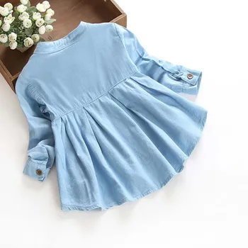 Ir 2021. Jauns Zīdainis, Mazulis Baby Meiteņu Džinsa Ruched garām Piedurknēm T-Krekls Topi Blūze Apģērbu Jaunā Gada Dāvanas Bērniem meitene kleita#Y
