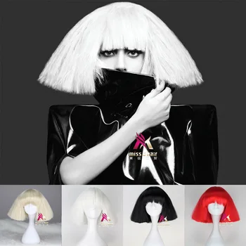 Lady Gaga Parūka Melnā Blondīne Baltā Sintētisko Matu Cosplay Parūka Halloween Party Kostīms Parūkas +parūka klp