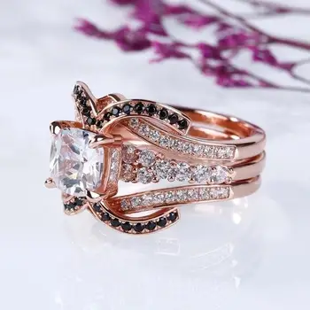 18K Rose Gold Diamond Ring sievietēm 1 Karātu Obsidian Bague Rotaslietas Kāzu Sieviešu Anillos Granāts Bizuteria Dārgakmens 925 gredzeni