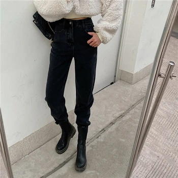 ZHISILAO Taisni Harēma Džinsi Sieviešu Vintage Augsta Vidukļa Džinsa Bikses Plus Lieluma Vilnas Streetwear Rudens Ziemas Džinsi 2020