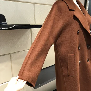 2018. gada ziemas sieviešu vilnas mētelis sieviešu coat vidēja garuma vilnas mētelis pavisam jauna ierašanās S-XL izmēru