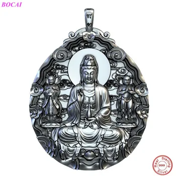 BOCAI reāla s999 sudraba kulons vīriešu tīra Argentum 999 cietā Budas Amuletu Avalokitesvara kulons sievietēm