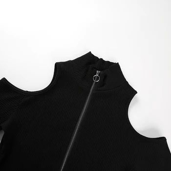Sievietes, Melns Ar Garām Piedurknēm Bodysuit 2019. Gada Rudenī Augstu Uzrullētu Apkakli Ķermeņa Femme Sieviete Bodycon Black Bodysuit Dobi No Jumpsuits Streetwear