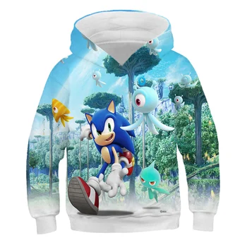 3D Baby Zēnu Drēbes Sonic Ezis Hoodies Smieklīgi Bērniem, Apģērbs Anime Sonic Mario Rudens sporta Krekls ar garām Piedurknēm Augšu