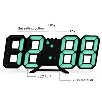 3D LED Digitālais Pulkstenis Modinātājs Skatīties Kvēlojošs Nakts Režīmu Elektronisko Galda Pulksteni 24/12 Stundu Displejs Modinātājs Sienas Karājas