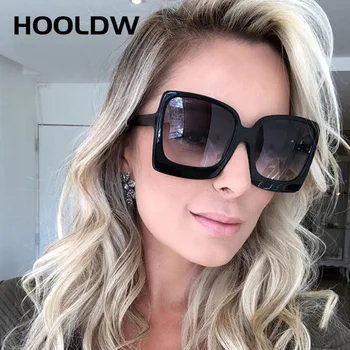 HOOLDW Modes Lielgabarīta Saulesbrilles Sieviešu Luksusa Zīmola Dizaineru Lielo Rāmi Kvadrātveida Saules Brilles UV400 Briļļu gafas de sol mujer