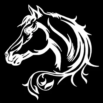 Volkrays Creative Auto Uzlīme Horse Head Skaistu Dzīvnieku Modelis Piederumi Atstarojošs Vinila Decal Melna/Sudraba,19cm*19cm