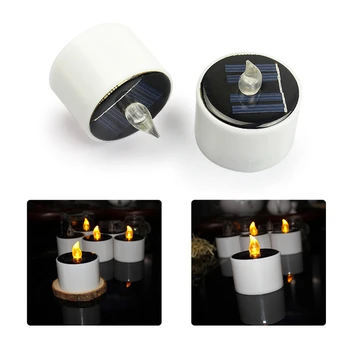 6pcs/daudz Saules Powered Gaismas LED elektronisko Sveču Liesmas Plīvo Akumulatora Kāzu Dekori Romantiska Siltas Baltās Tējas Vieglo