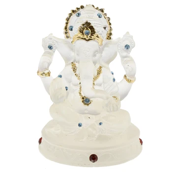 Ganesh Hindu Zilonis Dievs Panākumu Statuja, Sveķu Caurspīdīga, 2.24 x 1.65 x 3.11 collas