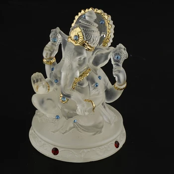 Ganesh Hindu Zilonis Dievs Panākumu Statuja, Sveķu Caurspīdīga, 2.24 x 1.65 x 3.11 collas