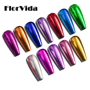 FlorVida 12pcs Komplekts Magic Mirror Mirdzēt Pulveris Nail Art Pigmenta Chrome Putekļi Rub Par Nagu Dizains, Manikīrs Hologrāfiskā MCB