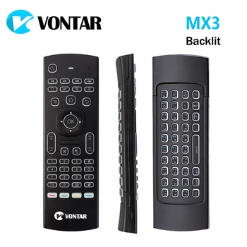 VONTAR MX3 Pro Apgaismojums 2.4 G Bezvadu Tastatūra Tālvadības pults (IS) Mācību Lidot Gaisa Peli, Lai X92 X96 Android TV Box