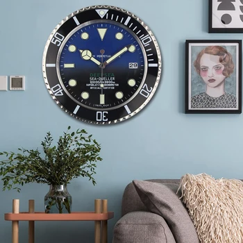 Luksusa Sienas Pulkstenis ar Kvēlojošs Skatīties Dizains, Metāla Māksla Watch Pulksteņi Relogio De Parede Mājas Dekoru ar Attiecīgo Logotips Pulkstenis
