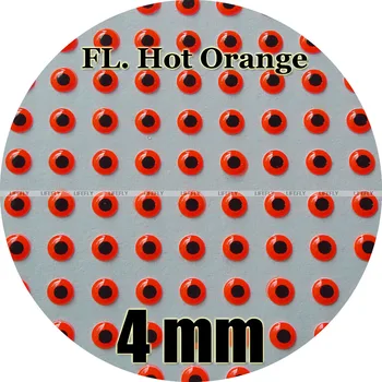 4mm 3D FL. Hot Orange / Vairumtirdzniecības 800 Soft Izgatavota 3D Hologrāfiskā Zivju Acis, Lidot Piesaisti, Jig, Lure Pieņemšanas