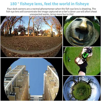 3-In-1 Platleņķa Makro, Zivsacs Objektīvs Komplekti Mobilo Telefonu fish Eye (Zivs acs Lēcas Ar Klipu 0.67 x Viedtālruņiem Objektīvs 360 Grādu