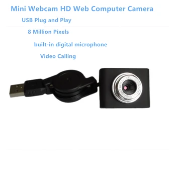 8 Miljoniem Pikseļu Mini Webcam HD Datoru Web Kamera ar Mikrofonu, lai Desktop Laptop USB Plug and Play Video Zvana,