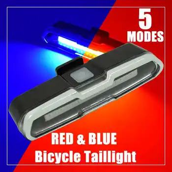 5 Režīmi Astes Gaismas Dual Krāsa Sarkana/Zila Izjādes Aizmugurējās Gaismas USB Lādējamu Velosipēds Gaismas Priekšējo, Pakaļējo Lukturi Izjādes velosipēdu Lampas