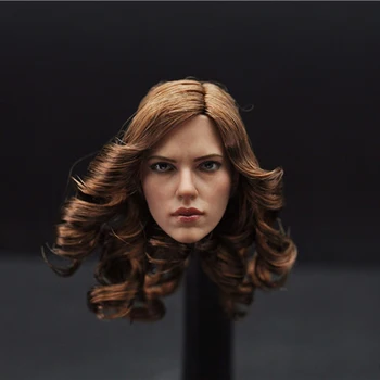 1/6 Black Widow Sieviete Scarlett Johansson Sieviešu Meitene Vadītājs ar Brūnu CurlyCarving Sculpt Modelis Rotaļlietas 12