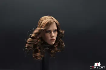 1/6 Black Widow Sieviete Scarlett Johansson Sieviešu Meitene Vadītājs ar Brūnu CurlyCarving Sculpt Modelis Rotaļlietas 12