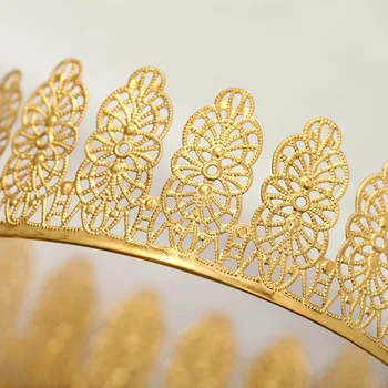 FORSEVEN Vīrieši Sievietes Baroka Stila Tiaras Royal King, Queen Zelta Krāsas Metāla Kāzu Kronas par Līgavas Noiva Dekoratīvās Rotas