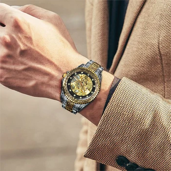 UZVARĒTĀJS Zelta Skatīties Vīrieši Luksusa Pulksteņi Vīriešu 2020. Gadam Automātiskā Skelets rokas Pulkstenis Tērauda Siksniņa Royal Gravēšana Pulksteņi мужские часы Jaunas