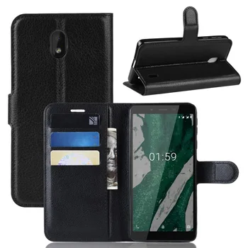 Nokia 1, TA-1047 TA-1060 TA-1056 TA-1079 TA-1066 Gadījumā Premium PU Ādas Kartes Slots Seifs Stāvēt Flip Case Nokia 1 Plus