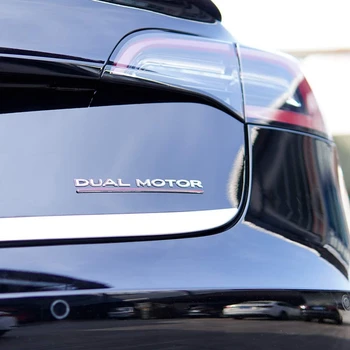 3D Dual Mehānisko Uzlīmes Auto Aizmugurējā Bagāžnieka Emblēmas Uzlīme Žetons Uzlīmes Tesla Model 3 2017-2020, Dekoratīvās Uzlīmes