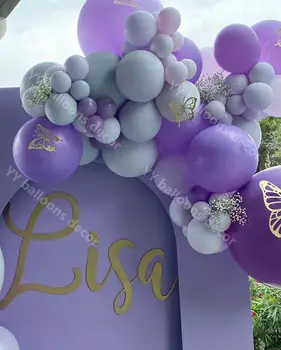 INS Pasaules Metāla Violeta DIY Balonu Vainags Arch Violeta Pelēka Lateksa Baloni, Bērnu Dušas Dzimšanas dienas svinības, Kāzu Fona Dekors