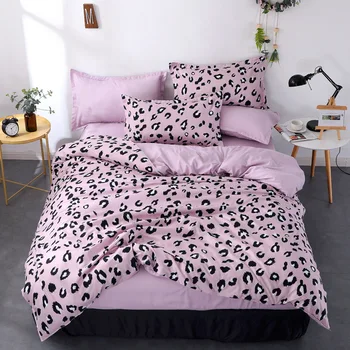 Rozā Leopards Izdrukāt Bed Cover Set Bērniem Meitene Sega Sedz Pieaugušo Bērnu Palagi Un Spilvendrānas Mierinātājs Gultas Komplekts 61075