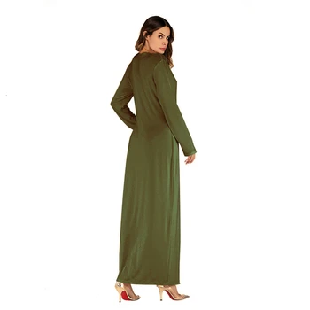 7Color garām Piedurknēm Abaya turku Dubaija Sievietēm Musulmaņu Kleita Stabilu Kravu Kaftan Arābu Tradicionālo Musulmaņu Apģērbu, S-2XL