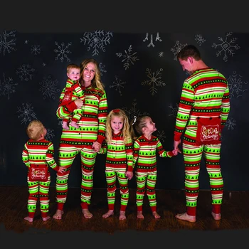 Kokvilnas Ģimenes Atbilstošas Drēbes Ziemassvētku Pidžamu Komplekts Ģimenes Izskatās Lielie Bērni Jumpsuit Sleepwear Baby Romper Ziemassvētki Sleepwear