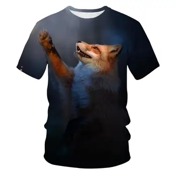 3D Fox Drukāt, T krekli, Vīriešu, Sieviešu, Vasaras Harajuku Apģērbu Hip Hop Modi t-veida Topi Gudrs Dzīvnieks Grafiskais T-Krekls Zēniem un meitenēm
