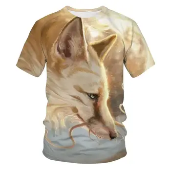 3D Fox Drukāt, T krekli, Vīriešu, Sieviešu, Vasaras Harajuku Apģērbu Hip Hop Modi t-veida Topi Gudrs Dzīvnieks Grafiskais T-Krekls Zēniem un meitenēm