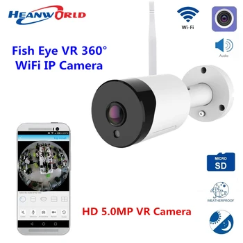 Sony fish Eye (Zivs acs Wifi IP Kamera 5MP Āra 5.0 MP Bezvadu drošības Kameras Full HD SD Slots CCTV novērošanas Kamera panorāmas skats
