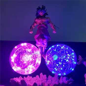 Dragon Ball Z Vegeta Goku VS Broly Rīcības Anime Skaitļi Nakts Gaismas 3D Son Goku Statuetes Super Saiyan DIY Komplekts Lampas Juguetes Rotaļlietas