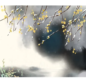 Xuesu Jaunu Ķīniešu Tintes Plūmju Ziedu Fona Sienas Retro Ziemas Plūmju Tintes Dekoratīvās Glezniecības Pielāgot Tapetes 3D/5D/8D