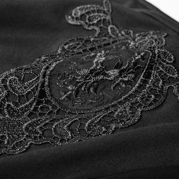 PUNK RAVE Gothic Dienas Black Pils-Line Īsām Piedurknēm Vintage Mini Kleita ar Izšuvumiem Puse Sexy Club Kleitas, Sieviešu Apģērbi