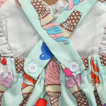 0-18M Vasaras Cute Baby Toddler Meitenes Zēni Kombinezonus saldējums Drukāt Ruffles bez Piedurknēm Backless Jumpsuits