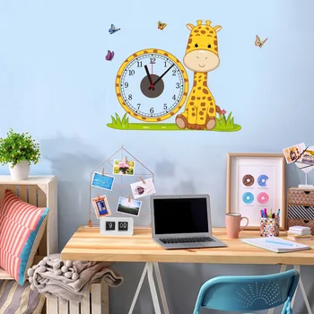 Sapņu Ķērājs Karikatūra Žirafe Uzlīme Mājas Dekoru Elektronisko DIY Sienas Pulksteņi Skatīties Dzīvojamā Istabā Bērniem Patīk Guļamistaba Dekorēšana