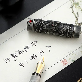 Jinhao Vintage Luksusa Dragon Strūklakas Pildspalvas Metāla Kaligrāfija Zīmuļi Rakstīšanai 0.5 mm Nib Smago Pen Biroja Paraksts Kancelejas preces