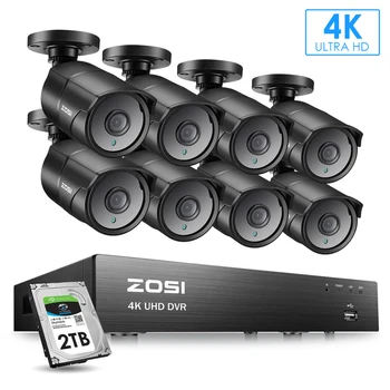ZOSI 8CH 4K 8MP H. 265 TVI AHD Analogās CCTV Video Novērošanas Kameras Drošības Sistēmas Komplekts Reģistratoru DVR Āra Videokameras Mājas