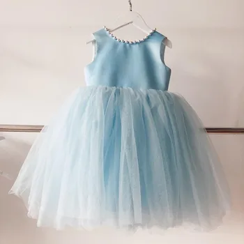 Bērnu Kristīšanas Zilās Kleitas Bērnu Meiteņu Mežģīņu Princese Kleita 1. Gada Dzimšanas dienas Kleita Zīdaiņu Puse Kleita Jaundzimušo apģērbs Apģērbs