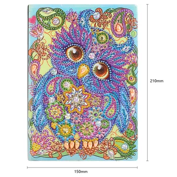 DIY Īpašas Formas Dimanta Krāsošana Pūce Putnu 50 Lapas A5 Biroja Grāmatiņa krustdūrienu Izšūšanas Zīmējumu skiču burtnīcu, Grāmatu