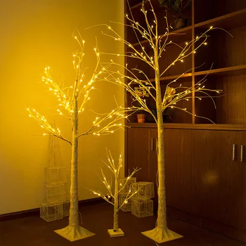 LED Eglīte gaismas Sudraba Bērzu Lampas rotājumi mājās svētku ES Iekštelpu Mūsdienu Radošo koku apgaismojumu piliens kuģniecība