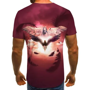 3D Eņģelis T Krekls Vīriešiem Punk O Kaklu Melna ar Īsām Piedurknēm Vasaras Smieklīgi Spārniem Druka T kreklu apdruka Vīriešu Sieviešu Hip Hop Galvaskausa T Streetwear