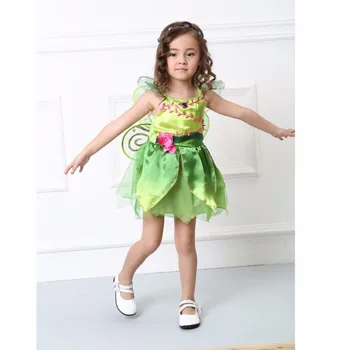 Zaļā Tinkerbell Pasaku Kostīms Lāpīt Bell Princese Iedomātā Kleita ar spārnu Halloween Cosplay Apģērbu (ietver wing)