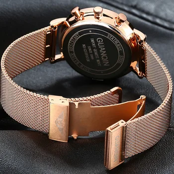 Reloj mujer Sākotnējā GUANQIN 2018 Modes vīriešiem Skatīties Top Zīmola Luksusa Ultrathin Kvarca Pulksteņu Vīriešiem Chronograph HD Gaismas Safīrs