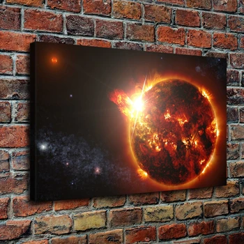 Sienas Mākslas Audekla Plakāta (1 Gab Kosmosā Gleznas Dzīvojamā Istaba Izdrukas Visums, Planētas, Saule Abstraktus Attēlus Karkasa Mājas Dekoru